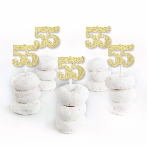 Big Dot of Happiness Gold Glitter 55 - Dessert Cupcake Toppers - Party Treat Picks 24 Ct Perspective: back