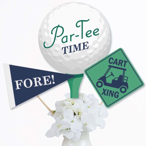 Big Dot of Happiness Par-Tee Time Golf Birthday or Retirement Centerpiece Table Toppers 15 Ct Perspective: back