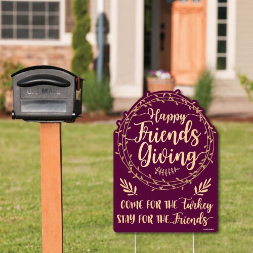 Big Dot of Happiness Elegant Thankful for Friends Party Decor Thanksgiving Welcome Yard Sign Perspective: back