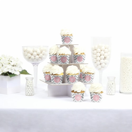 Big Dot of Happiness Pink Winter Wonderland - Snowflake Party Decor - Cupcake Wrappers 12 Ct Perspective: back