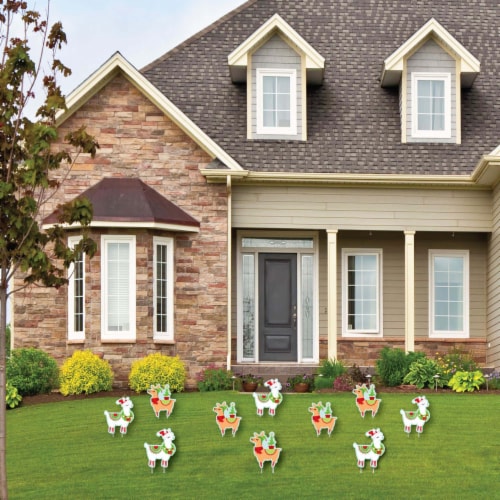 Big Dot of Happiness Fa La Llama - Lawn Outdoor Christmas & Holiday Party Yard Decor 10 Pc Perspective: back