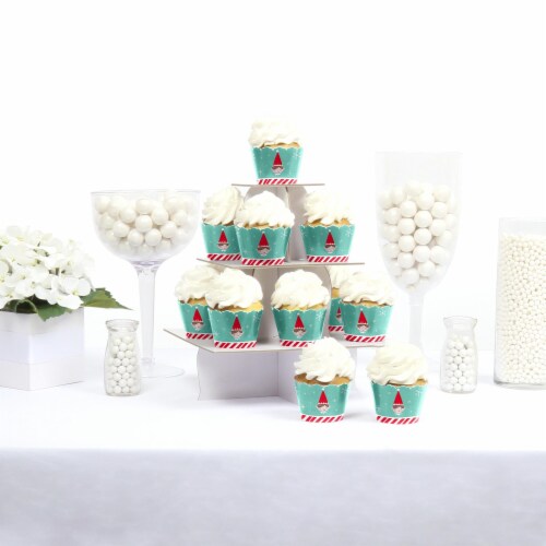 Big Dot of Happiness Elf Squad Kids Elf Christmas Birthday Party Decor Cupcake Wrappers 12 Ct Perspective: back