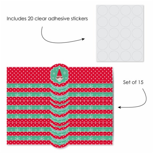 Big Dot of Happiness Elf Squad Kids Christmas Birthday Party DIY Wrapper Favor & Decor 15 Ct Perspective: back
