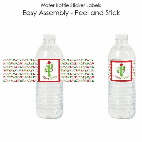 Big Dot of Happiness Merry Cactus - Christmas Cactus Party Water Bottle Sticker Labels 20 Ct Perspective: back