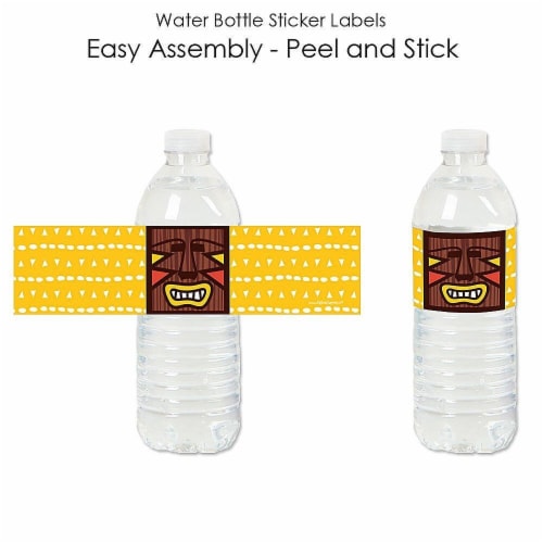 Big Dot of Happiness Tiki Luau - Tropical Hawaiian Summer Party Water Bottle Labels 20 Ct Perspective: back