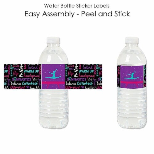 Big Dot of Happiness Tumble, Flip & Twirl - Gymnastics - Water Bottle Sticker Labels - 20 Ct Perspective: back