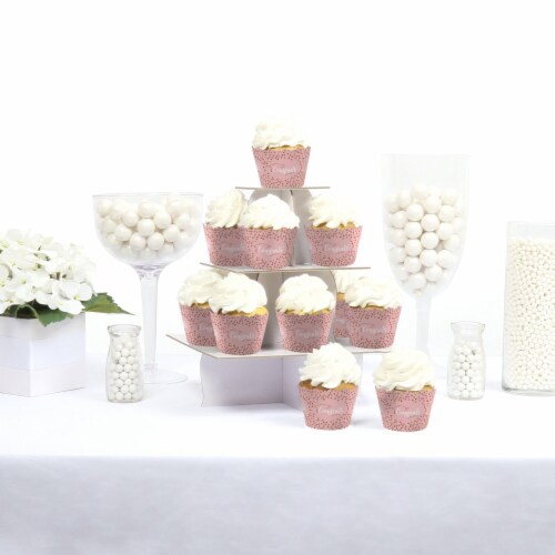 Big Dot of Happiness Rose Gold Grad - Graduation Party Decor - Party Cupcake Wrappers - 12 Ct Perspective: back