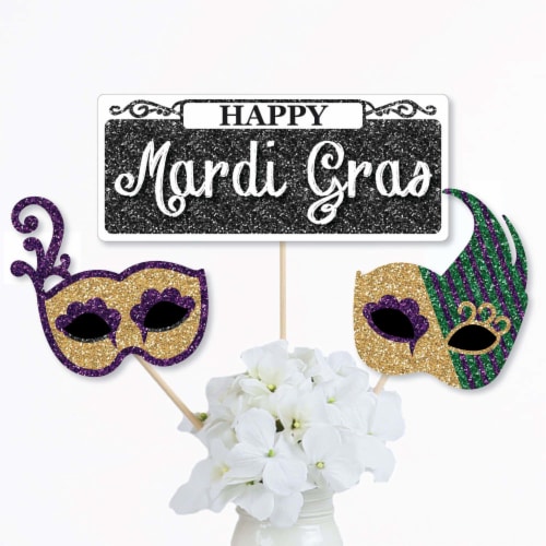 Big Dot of Happiness Mardi Gras - Masquerade Party Centerpiece Sticks - Table Toppers - 15 Ct Perspective: back