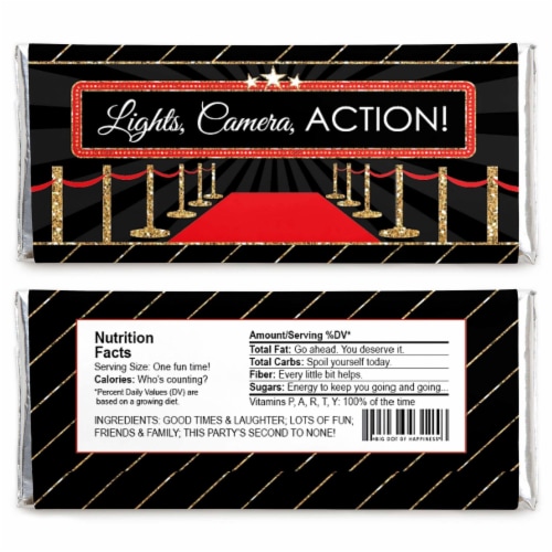 Big Dot of Happiness Red Carpet Hollywood - Candy Bar Wrapper Movie Night Party Favors 24 Ct Perspective: back