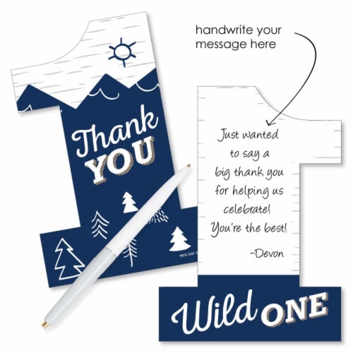 Big Dot of Happiness He's a Wild One - 1st Birthday Party Shaped Thank You Note Cards - 12 Ct Perspective: back