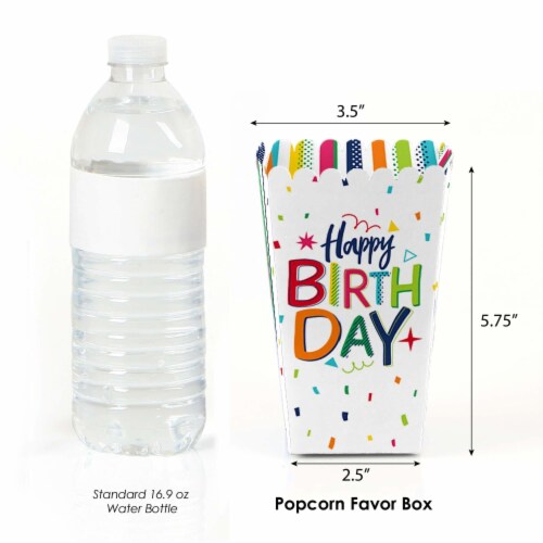 Big Dot of Happiness Cheerful Happy Birthday - Colorful Party Favor Popcorn Treat Boxes 12 Ct Perspective: back