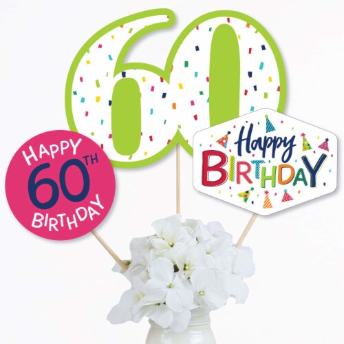 Big Dot of Happiness 60th Birthday - Cheerful Birthday Centerpiece Sticks Table Toppers 15 Ct Perspective: back