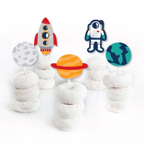 Big Dot of Happiness Blast Off to Outer Space Dessert Cupcake Toppers Clear Treat Picks 24 Ct Perspective: back