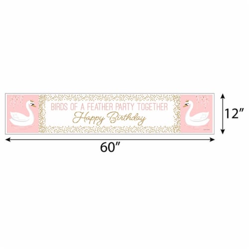 Big Dot of Happiness Swan Soiree - White Swan Happy Birthday Decorations Party Banner Perspective: back