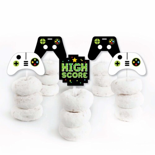 Big Dot of Happiness Game Zone - Cupcake Toppers Video Game Party Clear Treat Picks - 24 Ct Perspective: back
