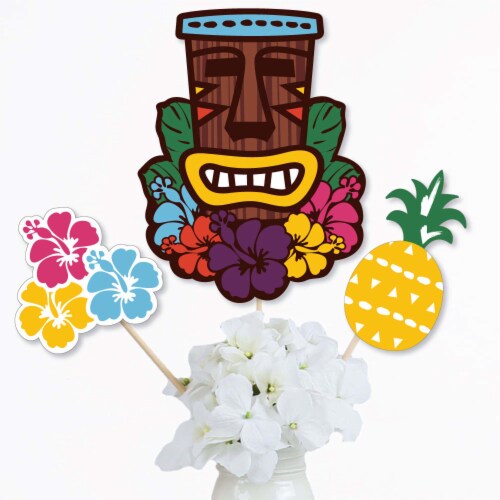 Big Dot of Happiness Tiki Luau - Hawaiian Party Centerpiece Sticks - Table Toppers - 15 Ct Perspective: back