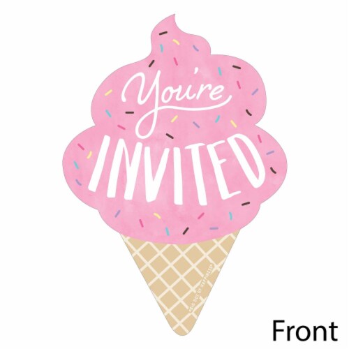 Big Dot of Happiness Scoop Up the Fun - Ice Cream - Shaped Fill-in Invites & Envelopes 12 Ct Perspective: back
