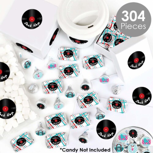 Big Dot of Happiness 50's Sock Hop - 1950s Rock N Roll Party Candy Favor Sticker Kit - 304 Pc Perspective: back