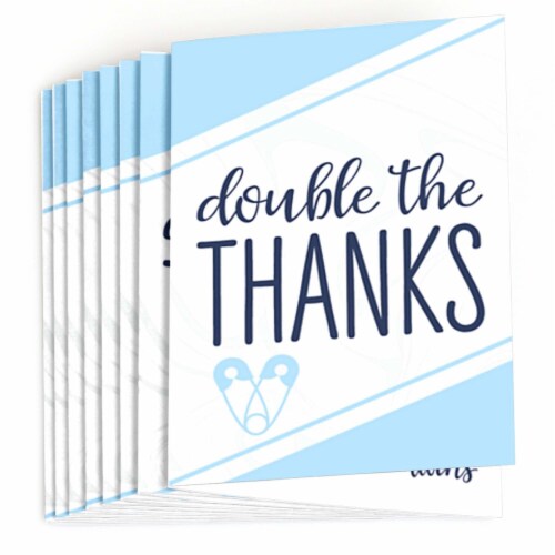 Big Dot of Happiness It's Twin Boys  - Blue Twins Baby Shower Thank You Cards (8 count) Perspective: back