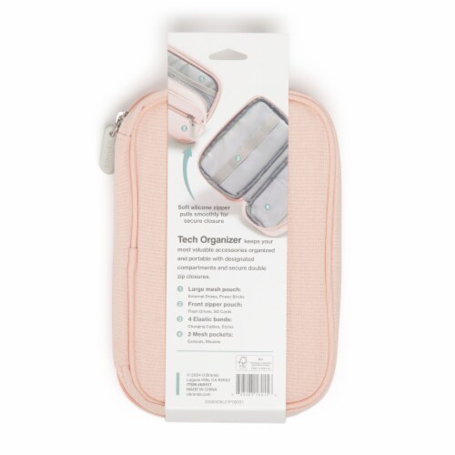 U Brands® Zip Canvas Tech Organizer - Dusty Rose Perspective: back