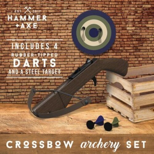 Hammer + Axe Crossbow Archery Bow and Arrow Game Set with 4-Rubber Tip Darts Perspective: back
