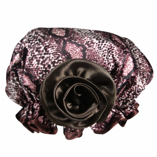 Kella Milla Stylish Satin Shower Cap, Snake Skin Perspective: back