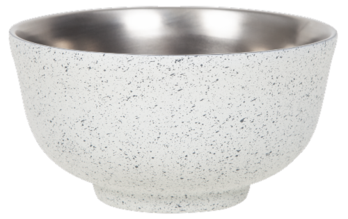 Fifty/Fifty Insulated Speckled Bowl with Lid - White/Blue Perspective: back