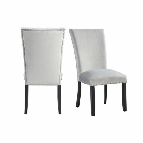 Picket House Furnishings Celine Gray Velvet Side Chair Set 1