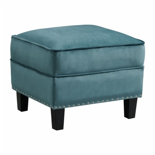 Picket House Furnishings Teagan Ottoman in Blue Perspective: back