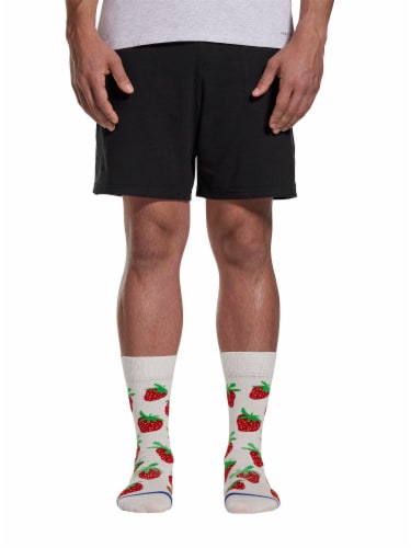 Pair of Thieves Ready for Anything Men's Cushioned Crew Socks - Cream Strawberries Perspective: back