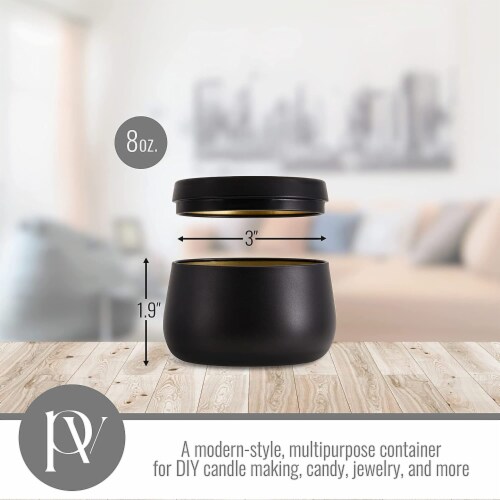 Double Gift 8 Oz, 24 Pcs Matte Black Candle Jar With Lids, Empty Metal Candle Container Round Mold Vessel Supplies For Candle Making, Storag