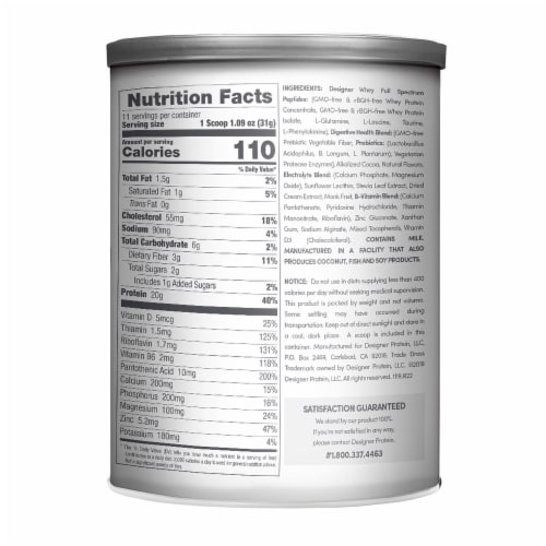 Designer Whey® Chocolate Protein Powder Perspective: back
