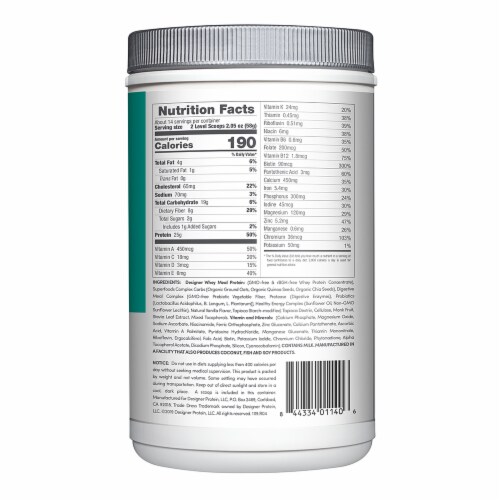 Designer Wellness Designer Whey® Vanilla Bean Meal Replacement Protein Powder Perspective: back