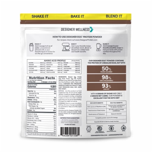 Designer Protein  Totally Egg™   Dutch Chocolate Perspective: back