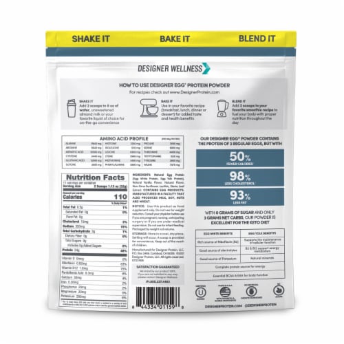 Designer Egg® Classic Vanilla Protein Powder Perspective: back