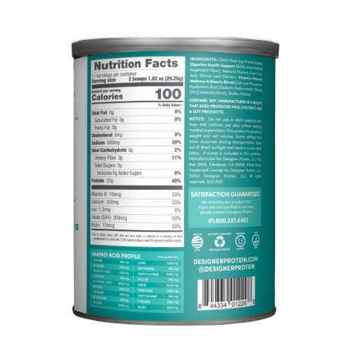 Designer Wellness Designer Soy® Vegan Angel Cake Soy Protein Powder Perspective: back
