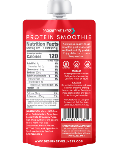 Designer Wellness® Strawberry Banana Protein Smoothie Perspective: back