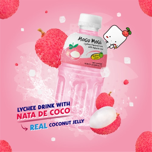 Mogu Mogu Drink Lychee Juice with Nata De Coco. Drinks for kids with real lychee juice 6 Counts Food 4 Less