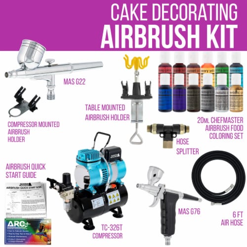 Complete Cake Decorating Airbrush Kit with a Full Selection of 12 Vivid  Airbrush Food Colors, Bundle - Harris Teeter