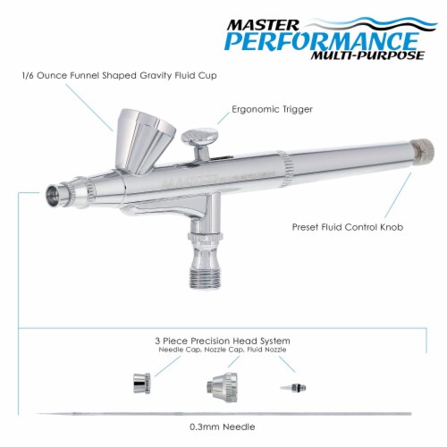 G34 Multi-Purpose Dual-Action Gravity Feed Airbrush with a 0.3mm Tip and 1/16 oz. Fluid Cup Perspective: back