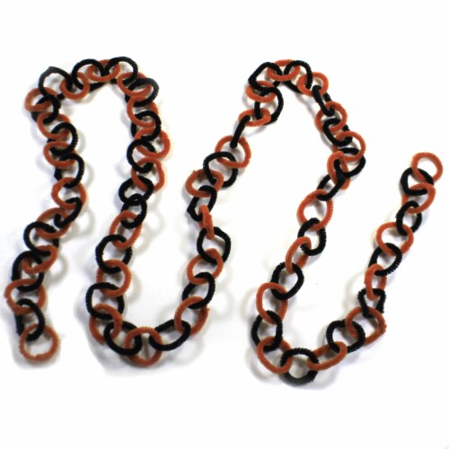 Halloween Chenille Chain Garland. Fabric Orange Black Wb0028 Perspective: back