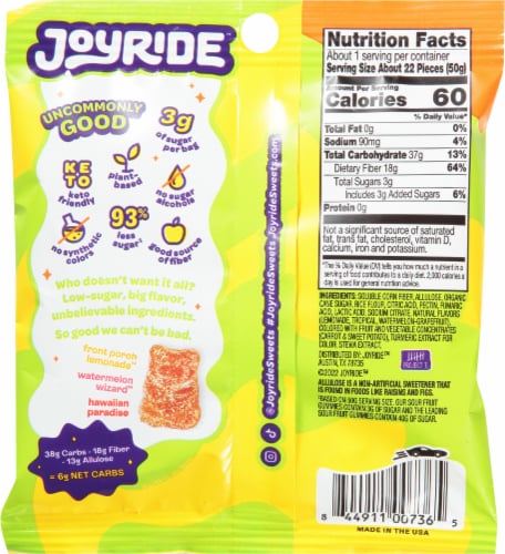 Project 7 Plant Based Sour Fruit Gummies Perspective: back