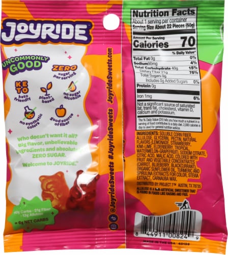 Joyride™ Zero Sugar Fruity Gummy Bears Perspective: back