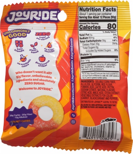 Joyride™ Zero Sugar Peachy Mango Rings Perspective: back