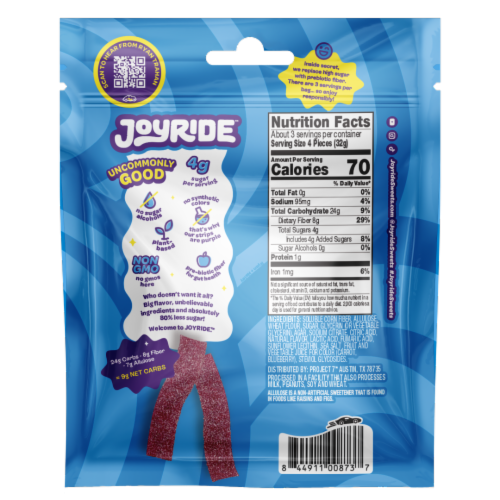 JOYRIDE™ Sour Blue Raspberry Strips Perspective: back