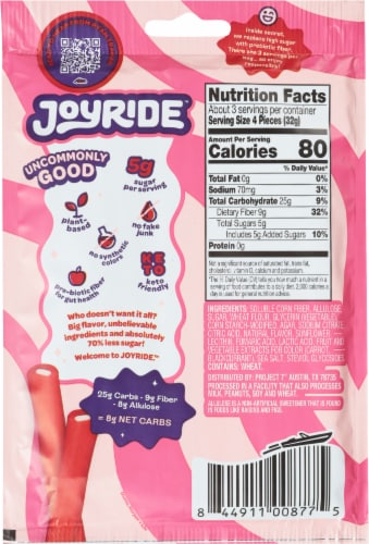 JOYRIDE™ Cherry Berry Ropes Plant-Based Candy Bag Perspective: back