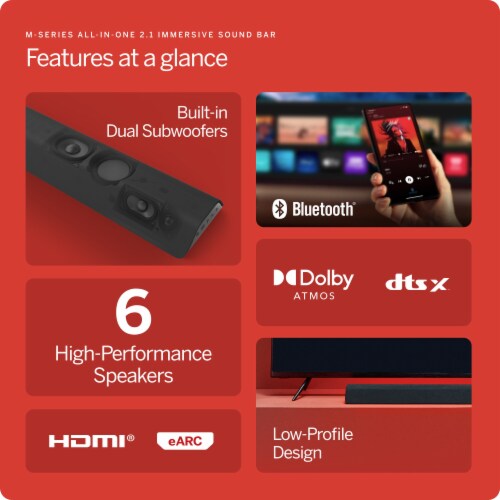 VIZIO M-Series All-in-One 2.1 Sound Bar with Dolby Atmos and Built-in Subwoofers - M213ad-K8 Perspective: back