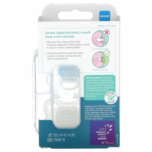 MAM Supreme Night Baby Pacifier, for Sensitive Skin, Patented Nipple, Boy,  0-6 Months (Pack, 2 Count - Foods Co.