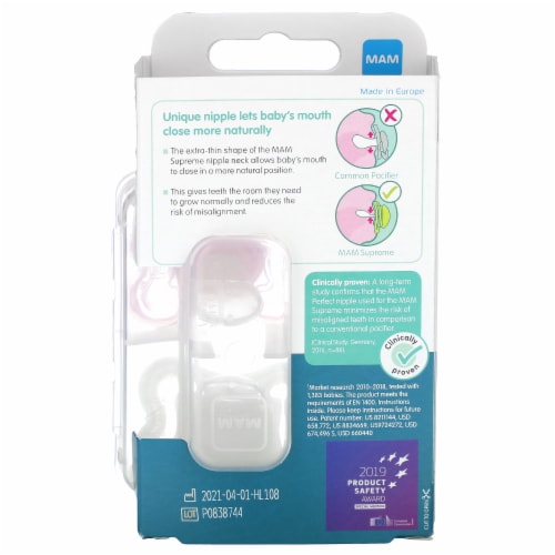 MAM Supreme Night Baby Pacifier, for Sensitive Skin, Patented Nipple, 2  Pack, 0-6 Months,, 2 Count - Fry's Food Stores