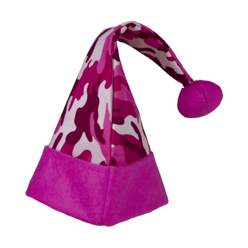 Northlight 16  Pink and White Camouflage Christmas Santa Unisex Adult Hat Costume Accessory - Perspective: back